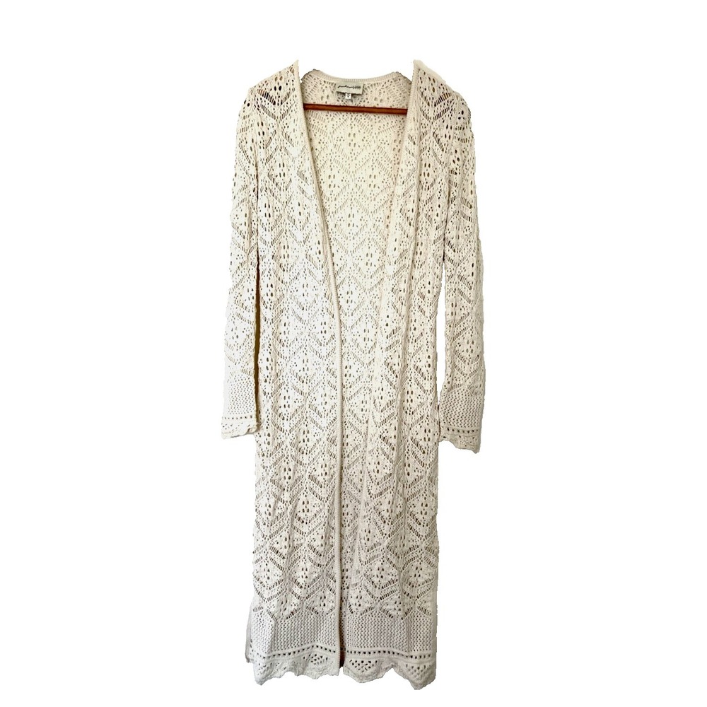 Freshman 1996 Womens Crochet Duster Maxi Cardigan Size XS